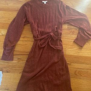Tie waist sweater dress